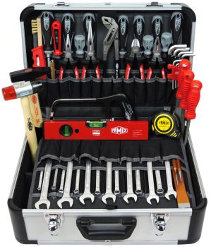 FAMEX 420-88 Profi Alu Werkzeugkoffer gefüllt mit Werkzeug Set